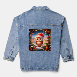 Women's Christmas Owl Denim Jacket