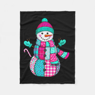 Womens Christmas Patchwork Snowman Preppy Retro Me Fleece Blanket