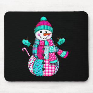 Womens Christmas Patchwork Snowman Preppy Retro Me Mouse Pad