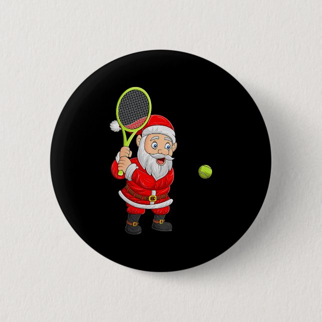 Womens Christmas Santa Playing Tennis Xmas Funny S 6 Cm Round Badge (Front)