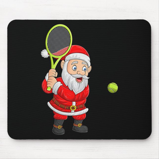 Womens Christmas Santa Playing Tennis Xmas Funny S Mouse Pad (Front)