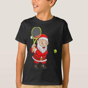 Womens Christmas Santa Playing Tennis Xmas Funny S T-Shirt