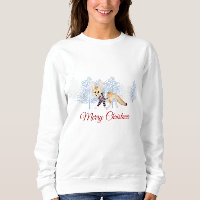 Women's Christmas Sweatshirt with Winter Fox (Front)