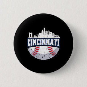 Womens Cincinnati Baseball Skyline Ohio Baseball P 6 Cm Round Badge