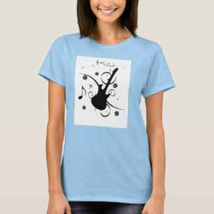 Women's Circle Top White Guitar and Music Notes