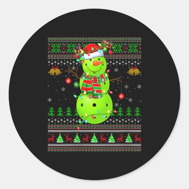 Womens Ckleball Snowman Ugly Christmas Sweater Srt Classic Round Sticker (Front)