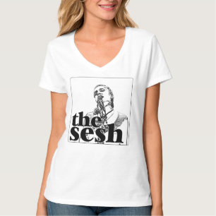 Women's "Claire Bryant In The Sesh" White V-Neck T-Shirt