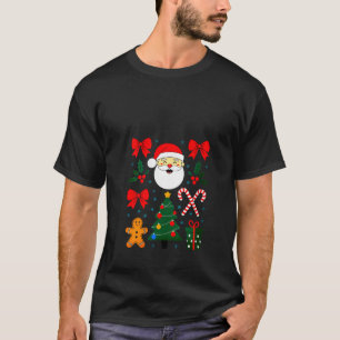 Womens Classic Christmas Icons Santa Tree Candy Ca T-Shirt