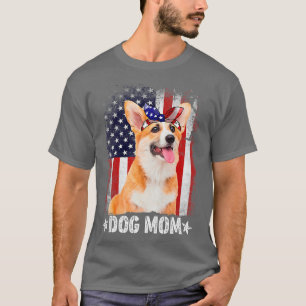 Womens Classic Corgi Dog Mum Usa Flag Mother's Day T-Shirt