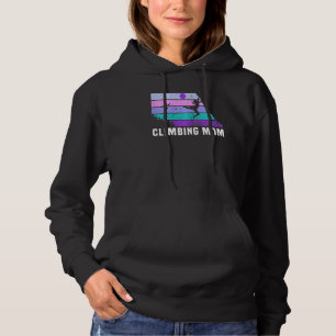 Womens Climb Like A Girl Retro Sunset Rock Climbin Hoodie