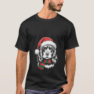 Womens Cocker Spaniel Dog Xmas Santa Hat Scarf Chr T-Shirt