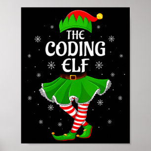 Womens Coding Elf Christmas Family Girls Women Elf Poster