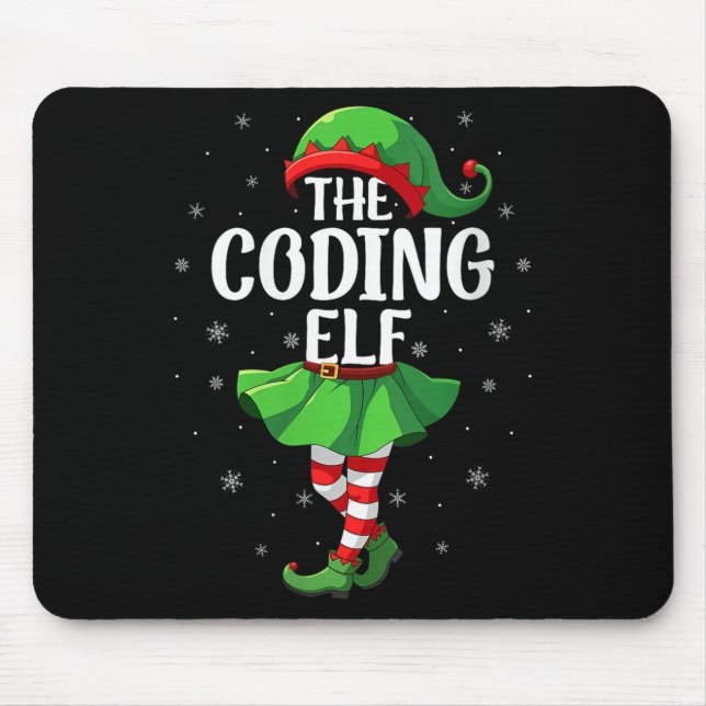 Womens Coding Elf Christmas Girls Women Elf Squad  Mouse Pad (Front)
