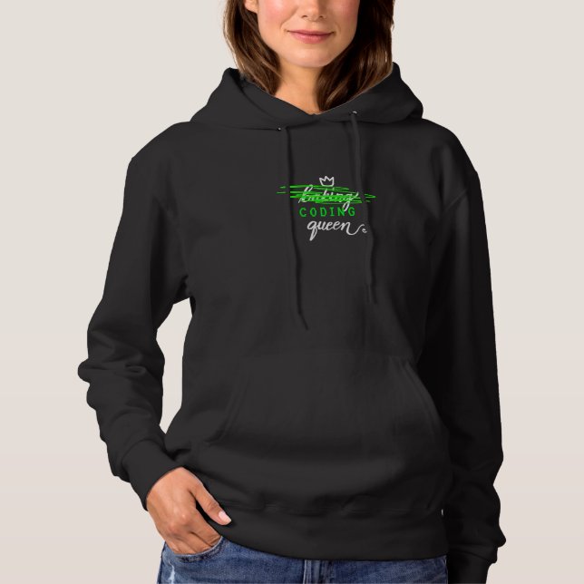 Womens Coding Queen Girl programmer Cool Cyber Sec Hoodie (Front)