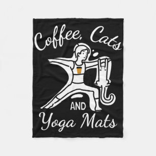 Womens Coffee Cats And Yoga Mats - Funny Nameowste Fleece Blanket