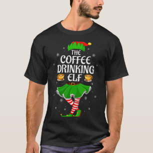 Womens Coffee Drinking Elf Christmas Girls Women E T-Shirt