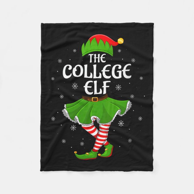 Womens College Elf Christmas Family Girls Women El Fleece Blanket (Front)