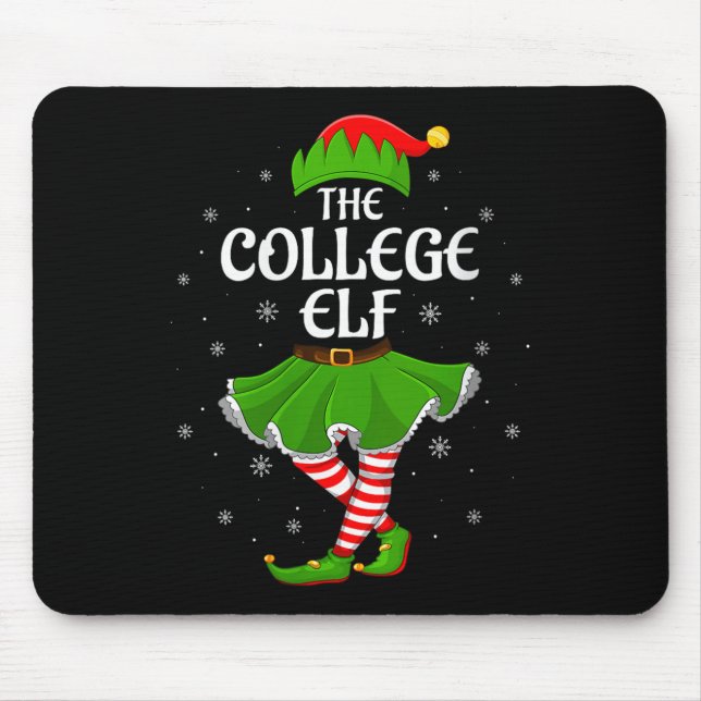 Womens College Elf Christmas Family Girls Women El Mouse Pad (Front)