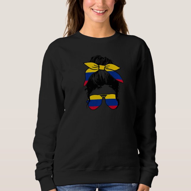 Womens Colombia Colombian Flag Pride Girl Hispanic Sweatshirt (Front)