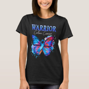 Womens colon cancer awareness warrior survivor blu T-Shirt