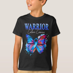 Womens colon cancer awareness warrior survivor blu T-Shirt