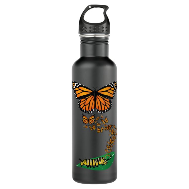 Womens Colourful Caterpillar To Monarch Butterfly  710 Ml Water Bottle (Front)