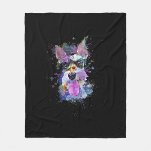 Womens Colourful Schnauzer Dog Design V-Neck Fleece Blanket