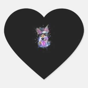 Womens Colourful Schnauzer Dog Design V-Neck Heart Sticker