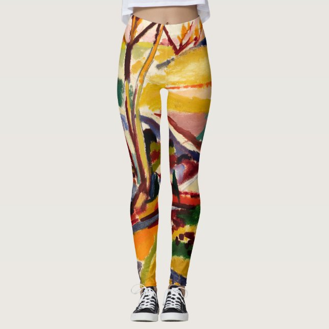 Women's Colourful Trendy Abstract Painting  Leggings (Front)