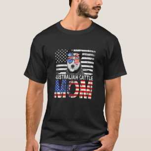 Womens Cool Australian Cattle Mum Usa Flag Patriot T-Shirt