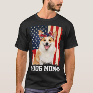 Womens Cool Corgi Dog Mum American Flag Mother's D T-Shirt