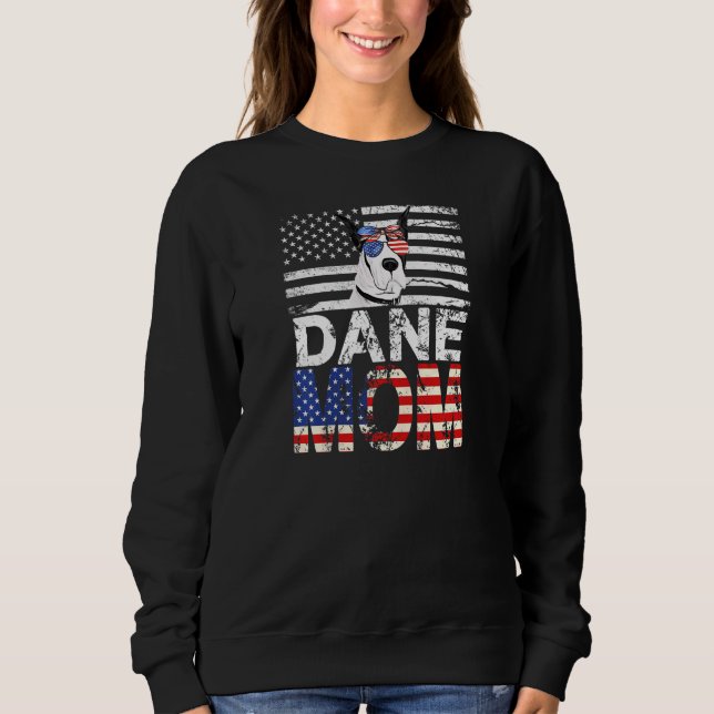 Womens Cool Dane Mum Usa Flag Patriotic Mothers Da Sweatshirt (Front)