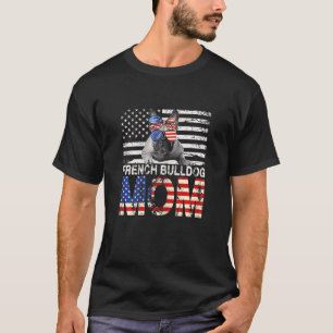 Womens Cool French Bulldog Mum Usa Flag Patriotic  T-Shirt
