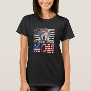 Womens Cool Golden Retriever Mum Usa Flag Patrioti T-Shirt