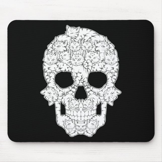 Women's cool kitty skull skeleton  mouse pad (Front)