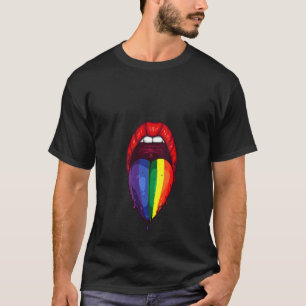 Womens Cool Lgbt Pride Lip And Tongue Funny Rainb T-Shirt