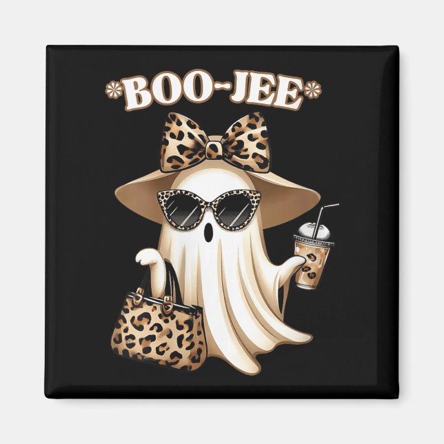 Womens Coquette Leopard Ghost Coffee Boo-jee Hallo Magnet (Front)