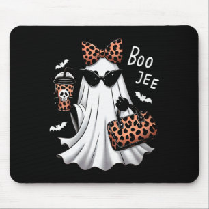 Womens Coquette Leopard Ghost Coffee Boo-jee Hallo Mouse Pad