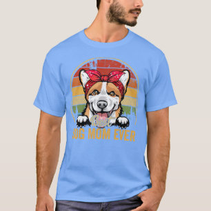 Womens Corgi Best Dog Mum Ever Retro Gifts Mum Mot T-Shirt