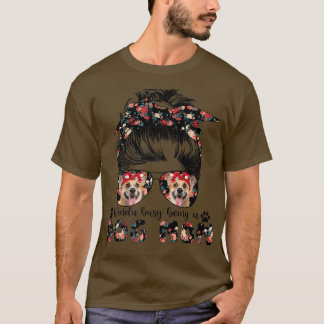 Womens Corgi Dog Mum Messy Bun Hair Glasses1746 T-Shirt