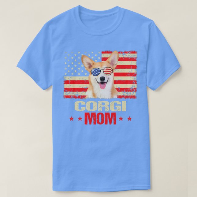 Womens Corgi Mum Usa Flag Dog Lover Mothers Day164 T-Shirt (Design Front)