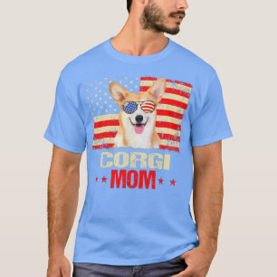 Womens Corgi Mum Usa Flag Dog Lover Mothers Day164 T-Shirt