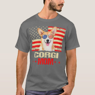 Womens Corgi Mum Usa Flag Dog Lover Mothers Day176 T-Shirt