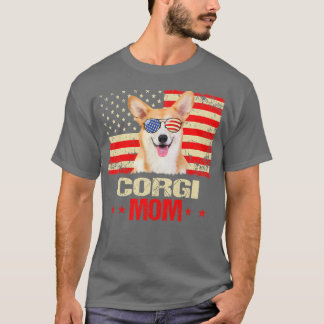 Womens Corgi Mum Usa Flag Dog Lover Mothers Day176 T-Shirt