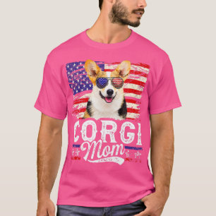 Womens Corgi Mum Usa Flag Patriotic Mother's Day16 T-Shirt