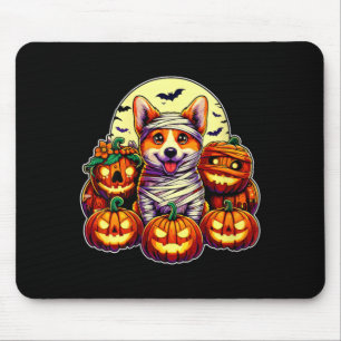 Womens Corgi Mummy And Pumpkins Cute Halloween Mouse Pad