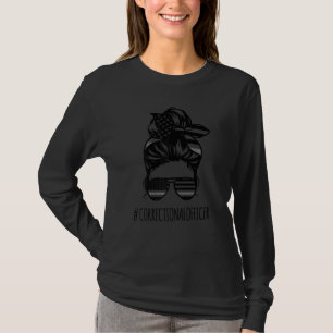 Womens Correctional Officer Messy Bun Thin Sliver T-Shirt