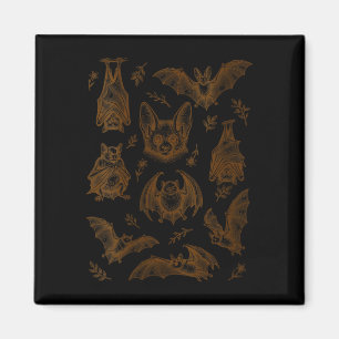 Women's cottagecore vintage woodcut bats _ cute magnet