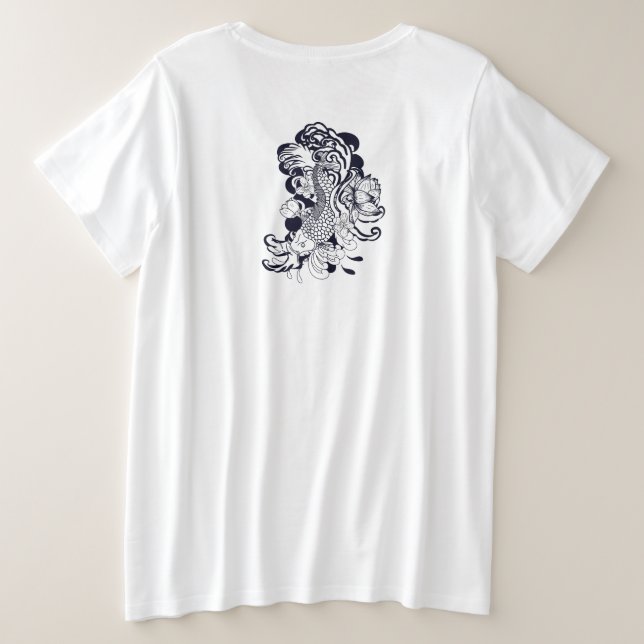 Women's COTTON  T-Shirt W/JAPANESE Fish Plus Size T-Shirt (Design Back)