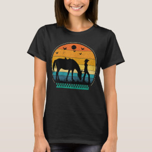 Womens Cowgirl Horse Sunset Retro Vintage Vecto Ho T-Shirt